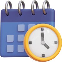 Suventure events calendar with clock in 3D illustration